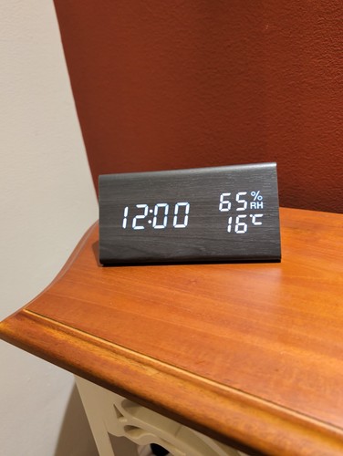 Digital led alarm clock wood - clock,