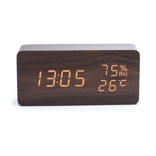 Digital alarm clock - clock, wooden