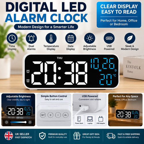 Led electric digital alarm - led,