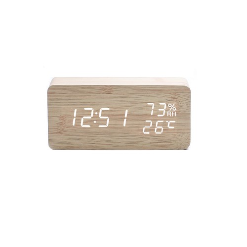 Wooden digital alarm clock led - wooden,
